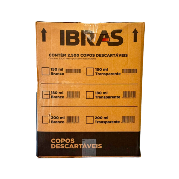 COPO DESCARTAVEL 180ML PS ABNT TIRA C/100 UN IBRAS CX C/ 25 TIRAS - Image 2