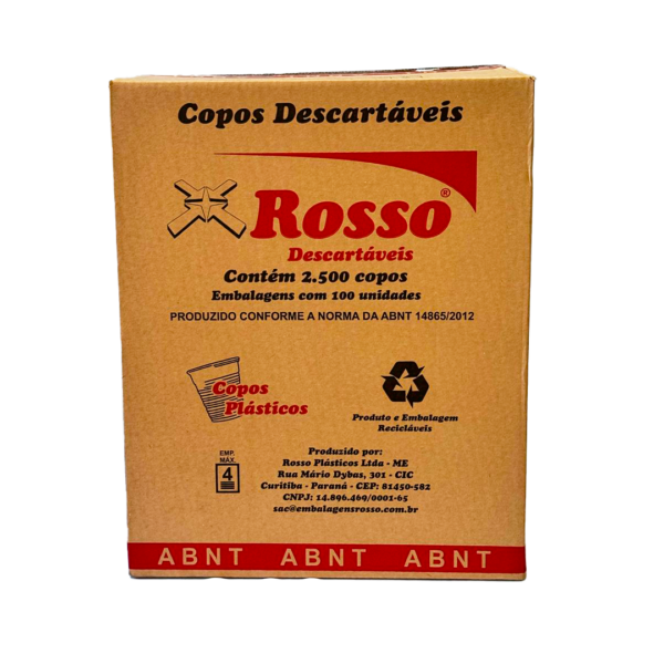 COPO DESCARTAVEL 180ML PS ABNT TIRAS C/100 UN ROSSO CR-180** *CX C/25 TIRAS (2500 COPOS)* - Image 2