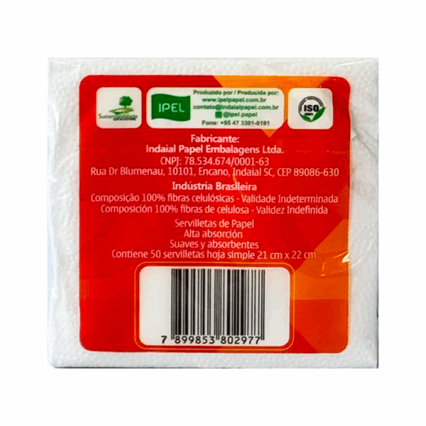 GUARDANAPO FOLHA SIMPLES 21X22 PC C/50 NOBBY IPEL (VML) PACOTE - Image 2