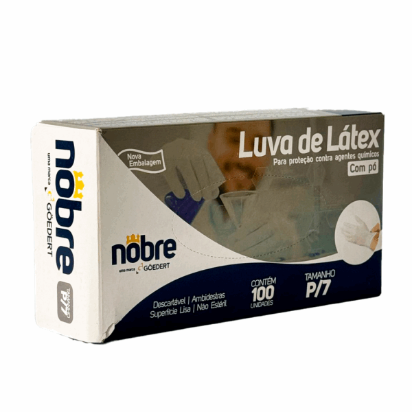 LUVA DE LATEX COM PO CAIXINHA 100 UNI 'M' -  NOBRE BLISTER/CAIXINHA PEQUENA - Image 2