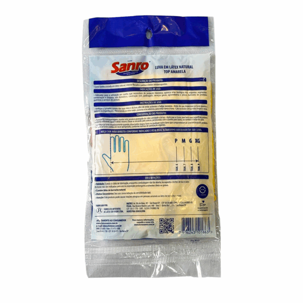 LUVA LATEX SANRO TOP FORRADA AMARELA 'M' FORRADA - Image 2