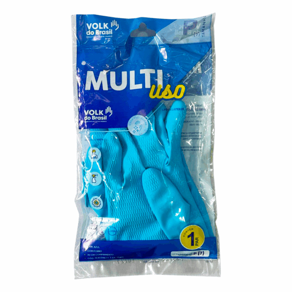 LUVA LATEX MULTIUSO VOLK - AZUL CA 10695 TAM / P